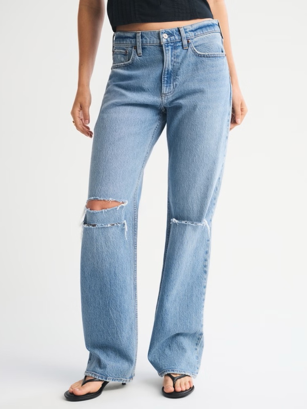 Abercrombie & Fitch Distressed Low Rise Baggy Jeans 27